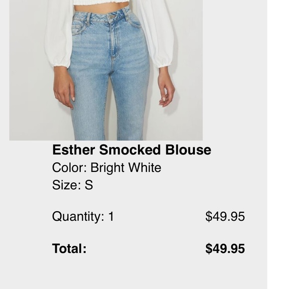 Dynamite White Ester Smocked Blouse - LIKE NEW - Picture 5 of 5